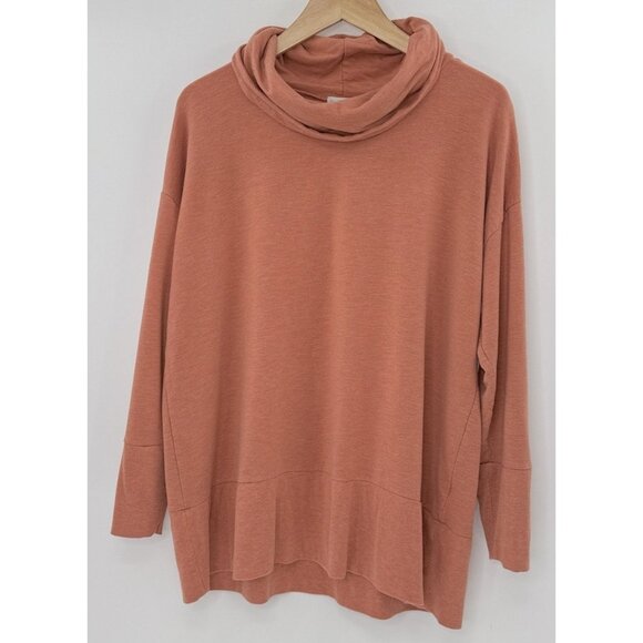 Garnet Hill Women’s Tunic Top Ginger Heather Cowl Neck‎ Knit Oversized Tencel M - Picture 1 of 13